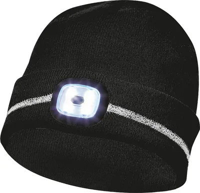 Produktbild von Gebol Haube mit LED-Lampe, Mütze mit Licht und Refkektionsstreifen, schwarz