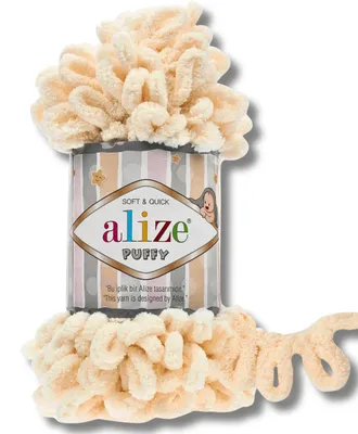 Produktbild von Alize 1x 100g Puffy Wolle, Uni, Häkeln, Stricken (Vanilla Cream - 742)