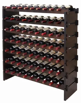 Produktbild von Relaxdays Weinregal, 63 Flaschen, Bambus, HxBxT: 94 x 85 x 25,5 cm, Rot- & Weißwein, stapelbares Flaschenregal, braun