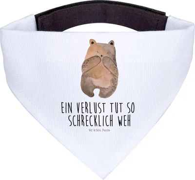 Produktbild von Mr. & Mrs. Panda Dreieckstuch Bär Verlust - Weiß - Geschenk, Hunde Hals Tuch, Hundehalstuch, Halstuch, Teddy, Hund, Hundebandana, Bandana