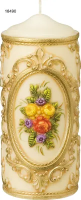 Produktbild von Zierkerze handverziert 21 x 9,5 cm