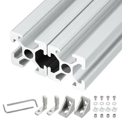 2x 400 mm V-Nut 2020 Aluminiumprofil, eloxiert, silber