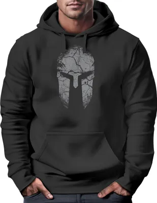Produktbild von Hoodie HerrenAufdruck Sparta Helm Spartan Warrior Print Kapuzen-Pullover Männer Fashion Streetstyle Neverless® schwarz M