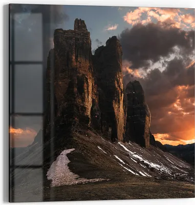 Produktbild von DEQORI Glasbild Echtglas 30x30 cm 'Bergdämmerung' Wandbild Bild modern Deko