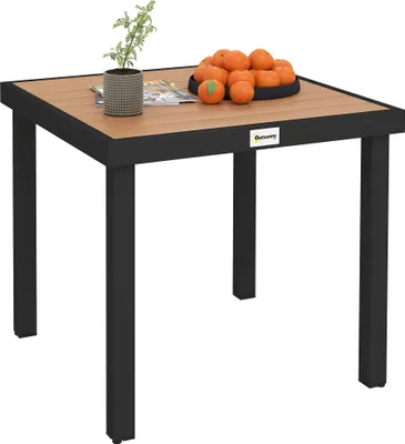 Produktbild von Outsunny Gartentisch für 4 Personen Esstisch Aluminiumtisch Kunststoff Natur