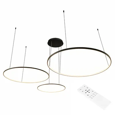 Produktbild von MasterLED LED Pendelleuchte 3-Ring 116W Schwarz, Dimmbar per Fernbedienung, CCT 3000-6500K