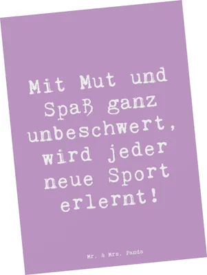 Produktbild von Mr. & Mrs. Panda Postkarte Spruch Neue Sportart versuchen - Lavendeltraum - Geschenk, Grußkarte, Zuversicht, Ansichtskarten, Trost, Sportarten ausprobieren, Motivation