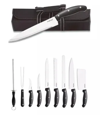 Produktbild von BBQ Grill XXL 10 tlg Messerset faltbare roll Tasche Messer Rostfrei