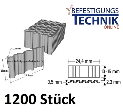 Produktbild von Wellennägel WN13BK 25x13mm für Wellennagler Bostitch CF15-1-E Prebena Tjep CO-15 WN 25 1,2M