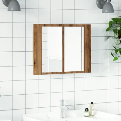 Produktbild von Design LED-Spiegelschrank Artisan-Eiche 60x12x45 cm Holzwerkstoff, Badezimmerschränke 2024 Neu