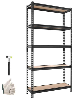 Produktbild von Schwerlastregal Lagerregal - Steckregal mit 5 Böden - 92,3 x 30,9 x 181,3 cm - Tragkraft 1360 kg - Verstellbare MDF-Böden - Teilbar als Werkbank - Für Keller Garage Werkstatt