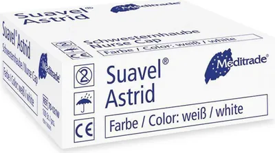 Produktbild von 10x Meditrade Suavel® Astrid Schwesternhaube - Weiß | Packung (100 Stück)