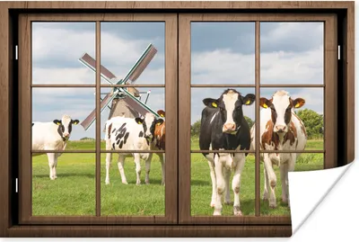 Produktbild von MuchoWow® Poster Ansicht - Mühle - Kuh 30x20 cm - Plakate - Print