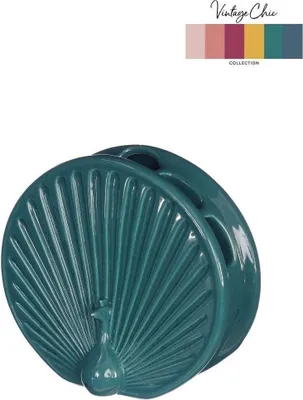 Produktbild von Kunststoff Vase Peacock petrol Dekoration für Kinder 15cm rund