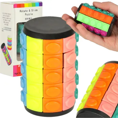 Obrázok produktu pre Logická skladačka: rotačný 5-úrovňový valcový hlavolam, farebné puzzle (deti+dospelí)