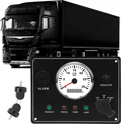 Produktbild von Multifunktions-Tachometertafel, 3000 U/min, Öldruck, Wassertemperatur, Alarm, Motoranzeige, 12 V