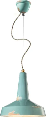 Produktbild von Pendelleuchte Keramik rund Ø 35 cm H: max. 133 cm Hellblau Shabby Antik E27 Vintage Keramikleuchte