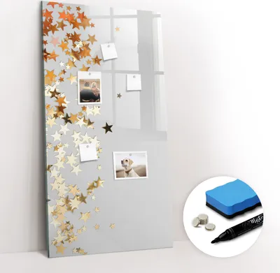 Produktbild von Magnetpinnwand Memoboard - Zubehörsatz - Schwarzer Marker + Schwamm + Magnete - 60 x 120 cm - Sterne