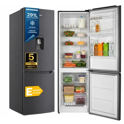 Productafbeelding van Heinner HCNF-HM291INVDGWDE++ Koel- en vriescombinatie, 291 liter, No Frost, waterdispenser, anti-vingerafdruk, antracietgrijs