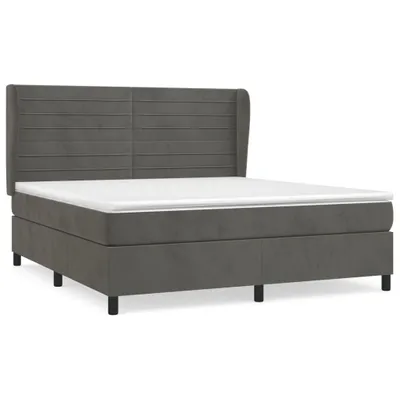 Produktbild von vidaXL Boxspringbett mit Matratze Dunkelgrau 160x200 cm Samt