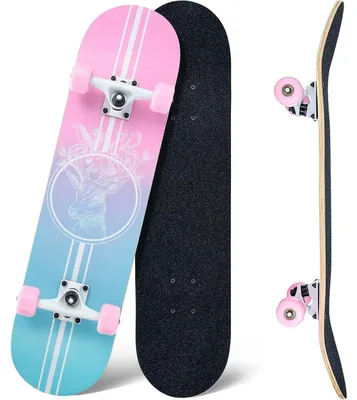 Productafbeelding van Skateboard, 31 x 8 inch, 8-laags esdoornhout, ABEC-11 lagers, 95A wielen, roze