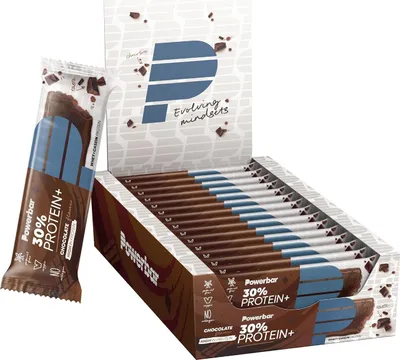 Produktbild von PowerBar Protein Plus 30%, 55 g, Kasein-Protein, Sojaprotein, Molkenprotein, 188 kcal, 341 kcal, 790 kJ, 1436 kJ