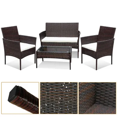 Produktbild von Clanmacy Sitzgruppe Couch Polyrattan Relax-Lounge Sitzgarnitur Ecke Gartenmöbel Balkon braun