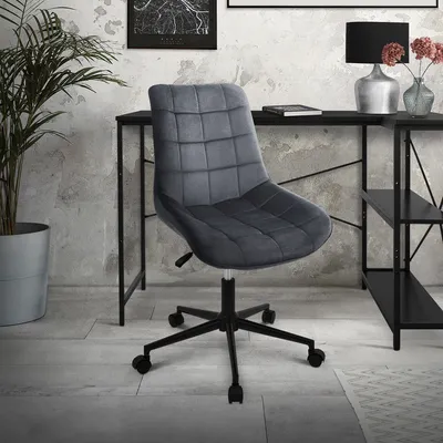 Produktbild von ML-Design Bürostuhl Grau aus Samt Metallgestell Polsterstuhl mit Rückenlehne höhenverstellbar 360° Drehstuhl Ergonomischer für Home Office/Büro