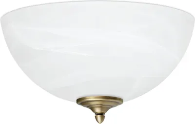 Produktbild von Messing Deckenleuchte goldene klassisch doppelte Beleuchtungsleistung Alabaster Glas H18cm Ø35cm 2x E27 Goldpatina 120W größere Räume