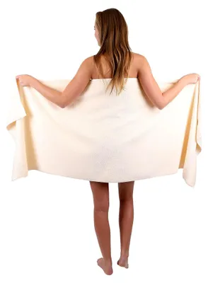 Produktbild von Saunatuch XXL Badetuch Liegetuch Strandlaken Saunahandtuch Premium Frottee 100% Baumwolle Größe 70 x 200 cm Farbe beige