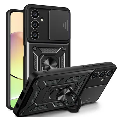 Produktbild von Outdoor Panzer Hülle für Samsung Galaxy S23 FE mit Kameraschutz Ringhalter Case Schwarz
