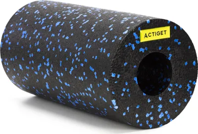 Produktbild von ACTIGET Fitnessrolle zur Körpermassage, mittelharte Schaumstoffrolle schwarz / blau