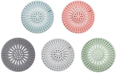 Obrázok produktu pre Silikónové sitko na odtok, balenie po 5 ks, 13 cm, lapač vlasov, sprchový košík