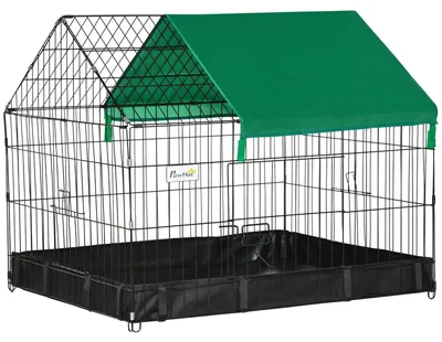 Immagine prodotto di Gabbia per conigli - Rete metallica - Con telo di copertura - 90 x 75 x 75 cm