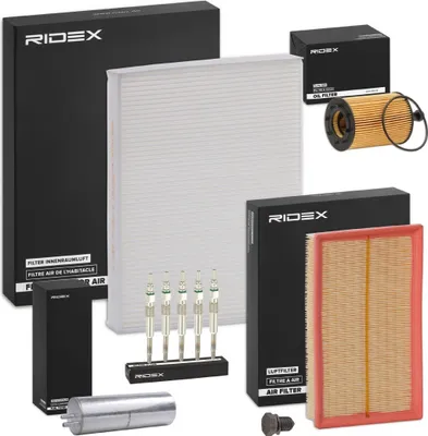 Produktbild von RIDEX Inspektionspaket Filterset für VW Transporter V Bus (7HB, 7HJ, 7EB, 7EJ, 7EF, 7EG, 7HF, 7EC) Multivan V (7HM, 7HN, 7HF, 7EF, 7EM, 7EN)