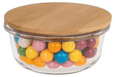Immagine prodotto di Barattolo di vetro con coperchio in legno, piccolo.