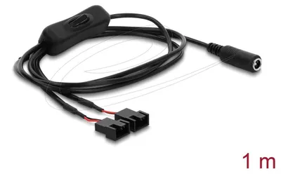 Obrázek produktu pro Kabel pro napájení ventilátorů (DC), konektor pro 2 ventilátory s 4 piny, s vypínačem, délka 1 metr