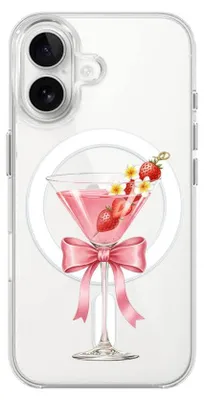 Produktbild von Hartschalenhülle für das iPhone 16 Plus, kompatibel mit MagSafe, transparent, Erdbeercocktail