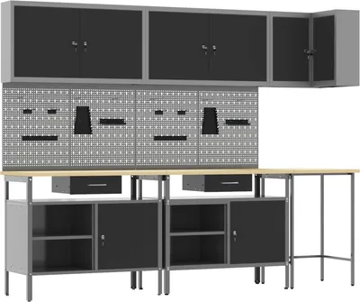 Imagen del producto de Conjunto de armarios de trabajo con cajón 10 pcs y Gris