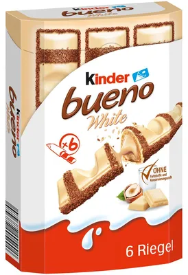 Zdjęcie produktu dla Kinder bueno White 6 pojedynczo pakowanych batonów waflowych z nadzieniem 132g