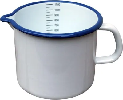 Produktbild von Emaille Milchtopf 1L weiß/blau