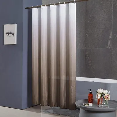 Obrázek produktu pro Polyesterová sprchová záclona, voděodolná, pratelná, do sprchy, 150 x 180 cm, bílá s taupe.