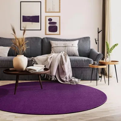 Produktbild von Steffensmeier Kurzflorteppich Cambridge Young | Rund Teppich für das Wohnzimmer, Jugendzimmer in Lila, Größe: Ø 100 cm
