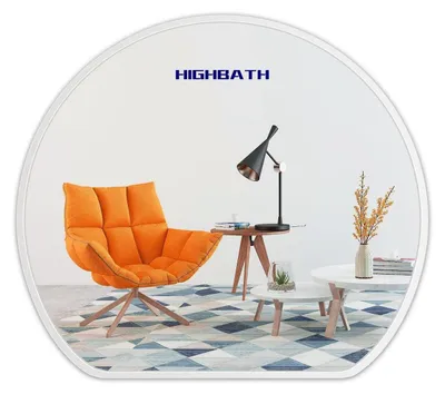 Image de Miroir mural rond, blanc, de 60 cm, pour salle de bain, miroir de maquillage avec cadre