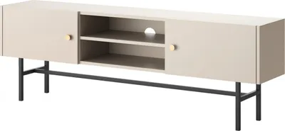 Produktbild von Selsey Divenos - TV-Lowboard Greige mit schwarzen Metallbeinen, 155 cm