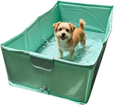 Produktbild von Faltbarer Hundepool - PVC 80x40x20cm rutschfeste Planschbadewanne | Zusammenklappbares Schwimmbecken Für Hunde Katzen Welpen Outdoor Sommer Garten Reise Badewanne