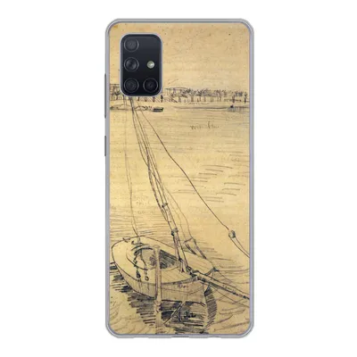 Produktbild von MuchoWow® Handyhülle Schutzhülle Hülle für Samsung Galaxy A71 Segelboot auf der Seine bei Asnières - Vincent van Gogh Silikon Softcase Handy Hülle - Kartenbesitzer