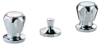 Produktbild von Bidet-Dreiloch-Armatur komplett mit Ablaufgarnitur Messing verchromt