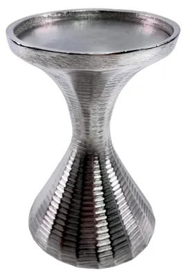Produktbild von Moderner Metallkerzenständer für Stumpenkerzen/Altarkerzen, Höhe 12 cm, Farbe Silber