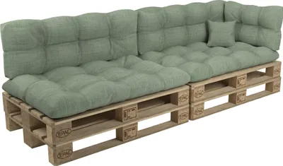 Produktbild von POKAR Palettenkissen mit schöner Steppung Auflage Palettensofa, Größe:6er Set, Farbe:Grün
